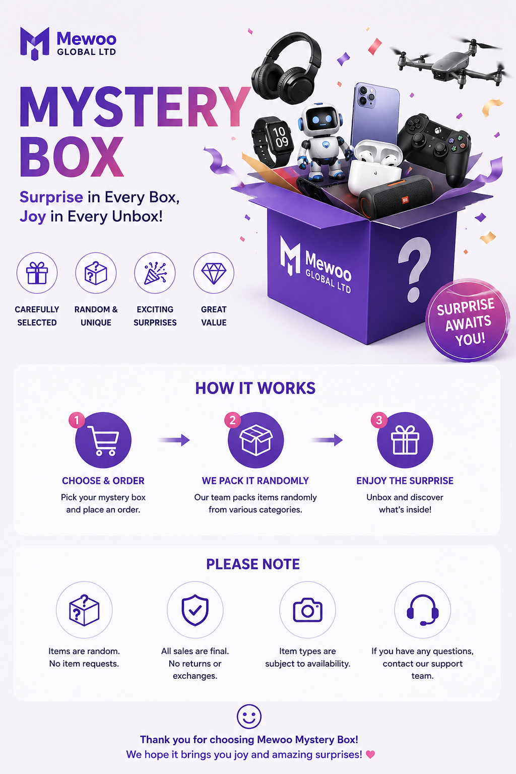 Mewoo VIP High-Value Electronics Mystery Box